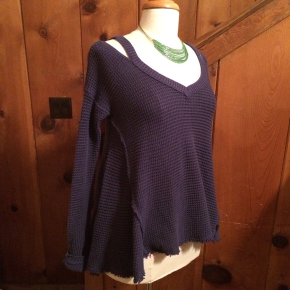 Free People Tops - Free People Waffle Knit Handkerchief Hem Sweater